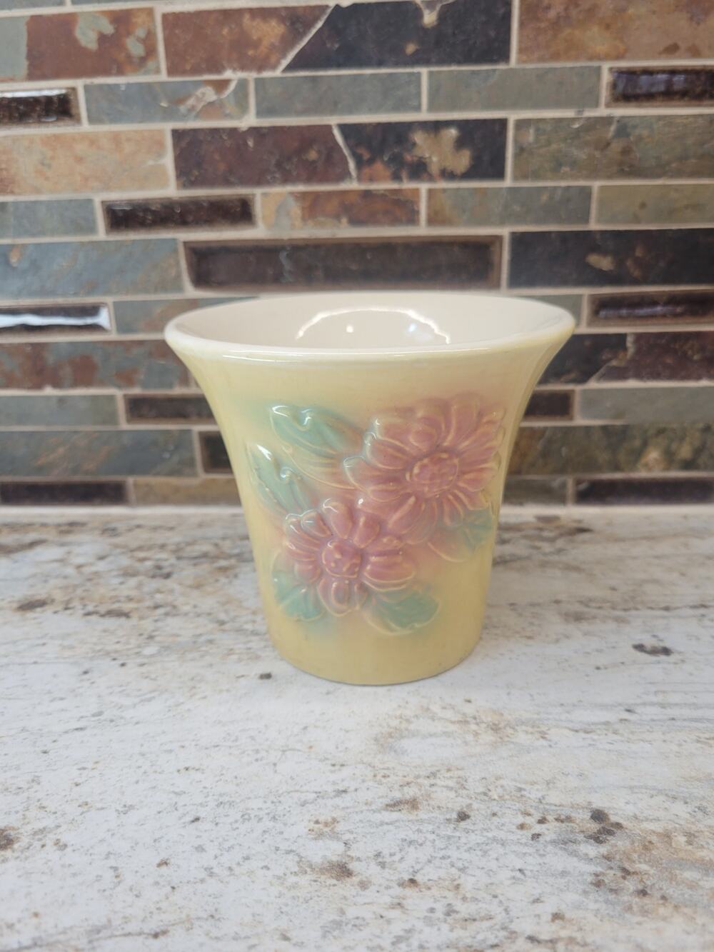 Vintage Hull Pottery Sunglow Planter Yellow Pink Floral Ceramic Vase 1950s USA